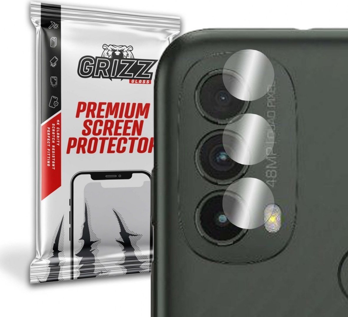 Folie de protectie camera foto, Grizz Glass, Sticla hibrida, Compatibil Motorola Moto G31, Transparent