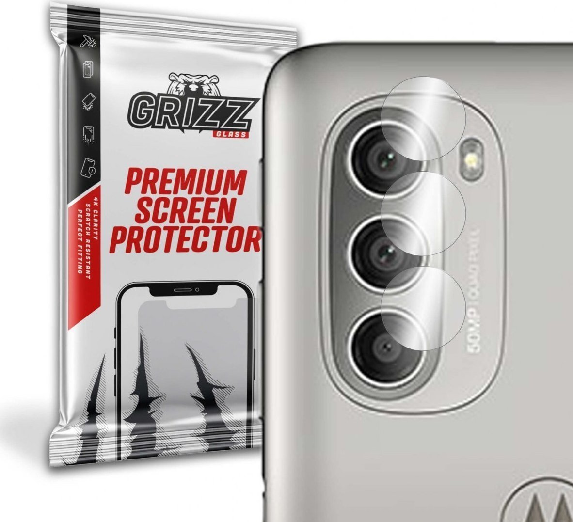 Folie de protectie camera foto, Grizz Glass, Sticla hibrida, Compatibil Motorola Moto G51 5G