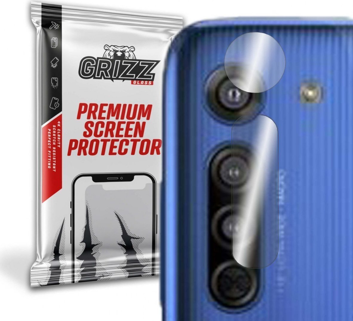 Folie de protectie camera foto, Grizz Glass, Sticla hibrida, Compatibil Motorola Moto G8, Transparent
