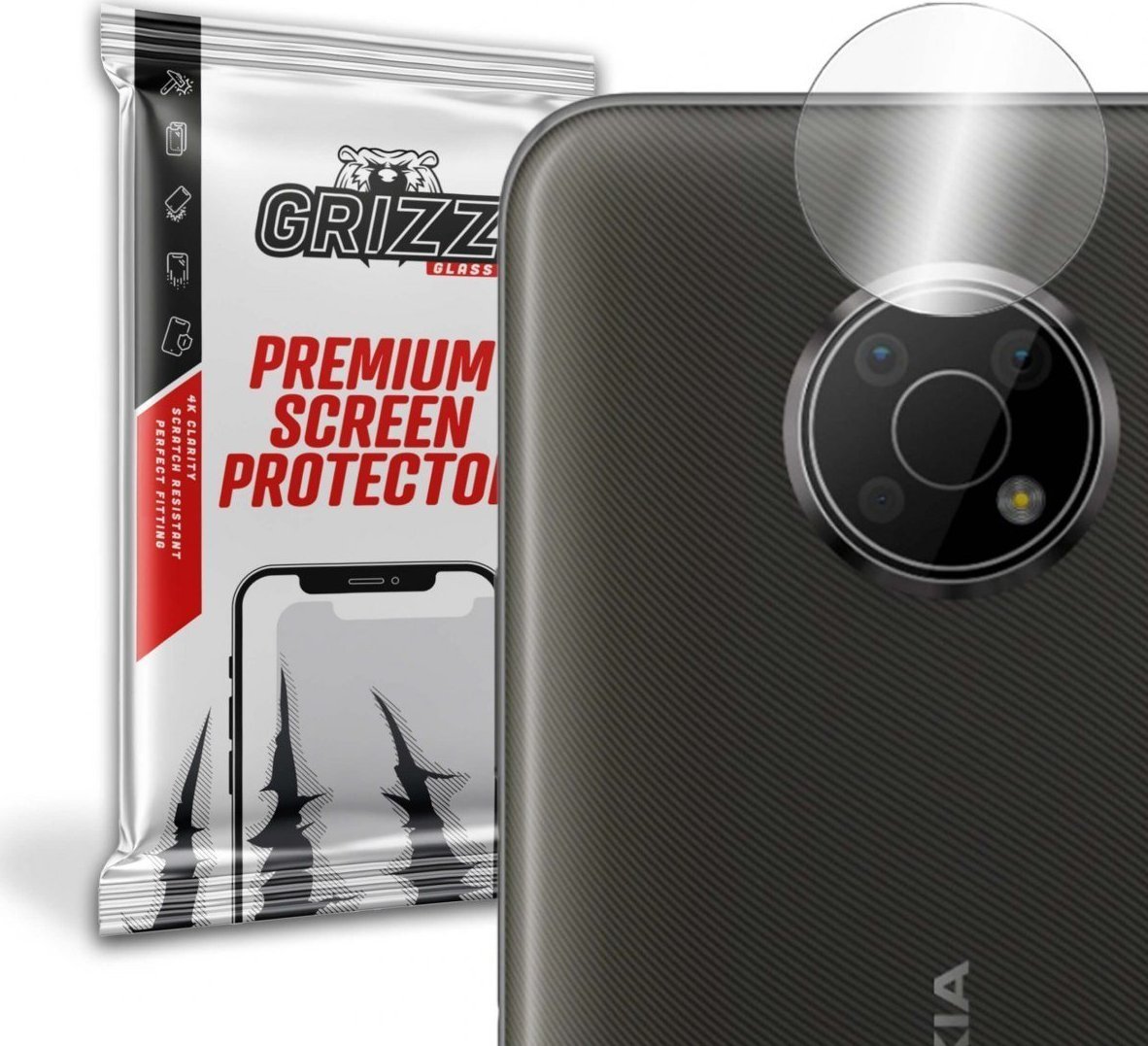 Folie de protectie camera foto, Grizz Glass, Sticla hibrida, Compatibil Nokia G300 5G, Transparent