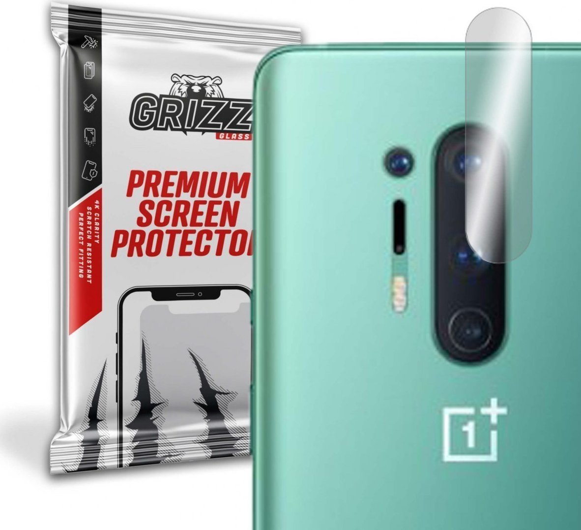 Folie de protectie camera foto Grizz Glass, Sticla hibrida, Compatibil OnePlus 8 Pro 5G, Transparent