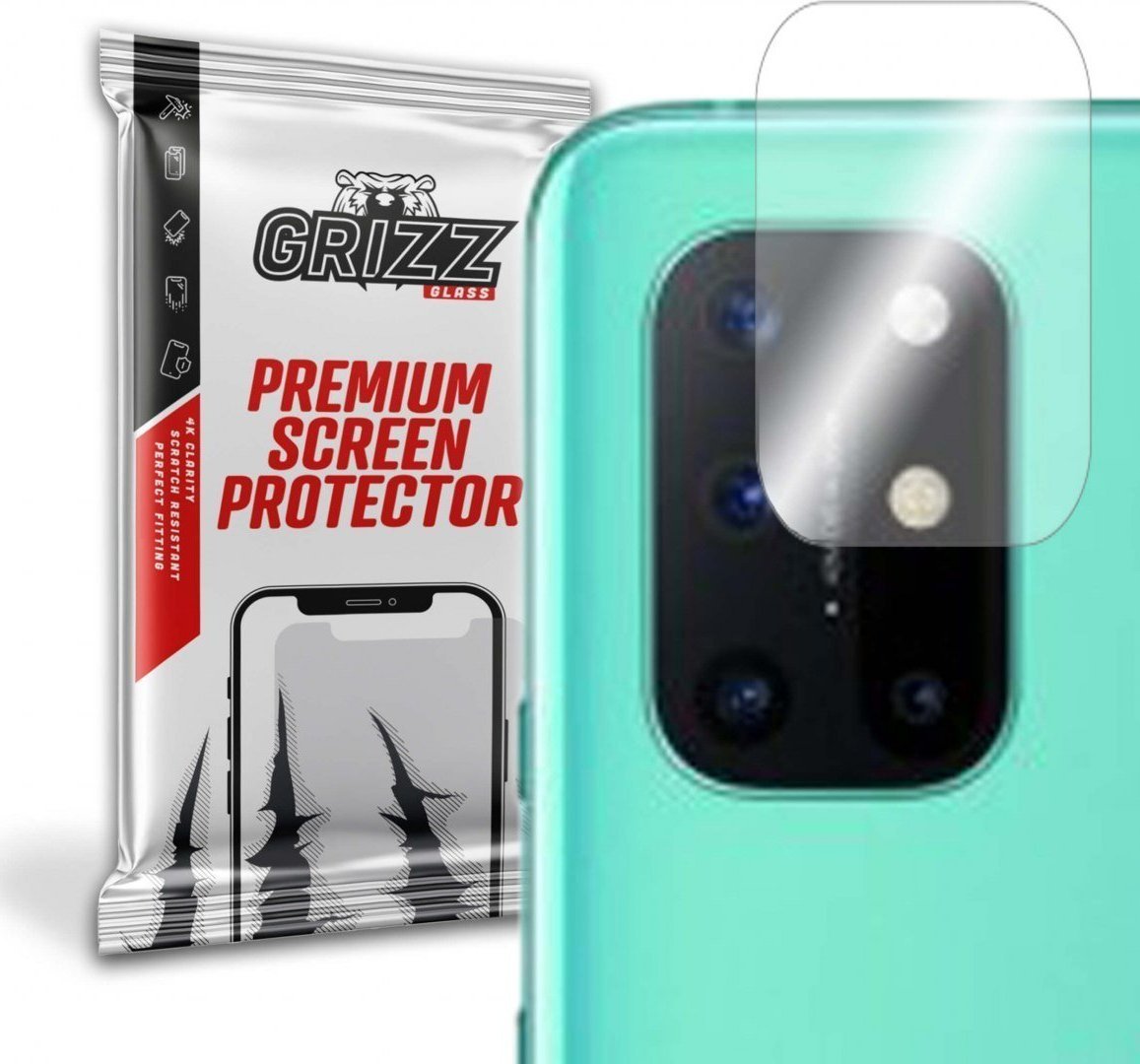 Folie de protectie a camerei foto, GrizzGlass HybridGlass Camera hibrida de sticla pentru lentile hibride pentru OnePlus 8T 5G, Transparent