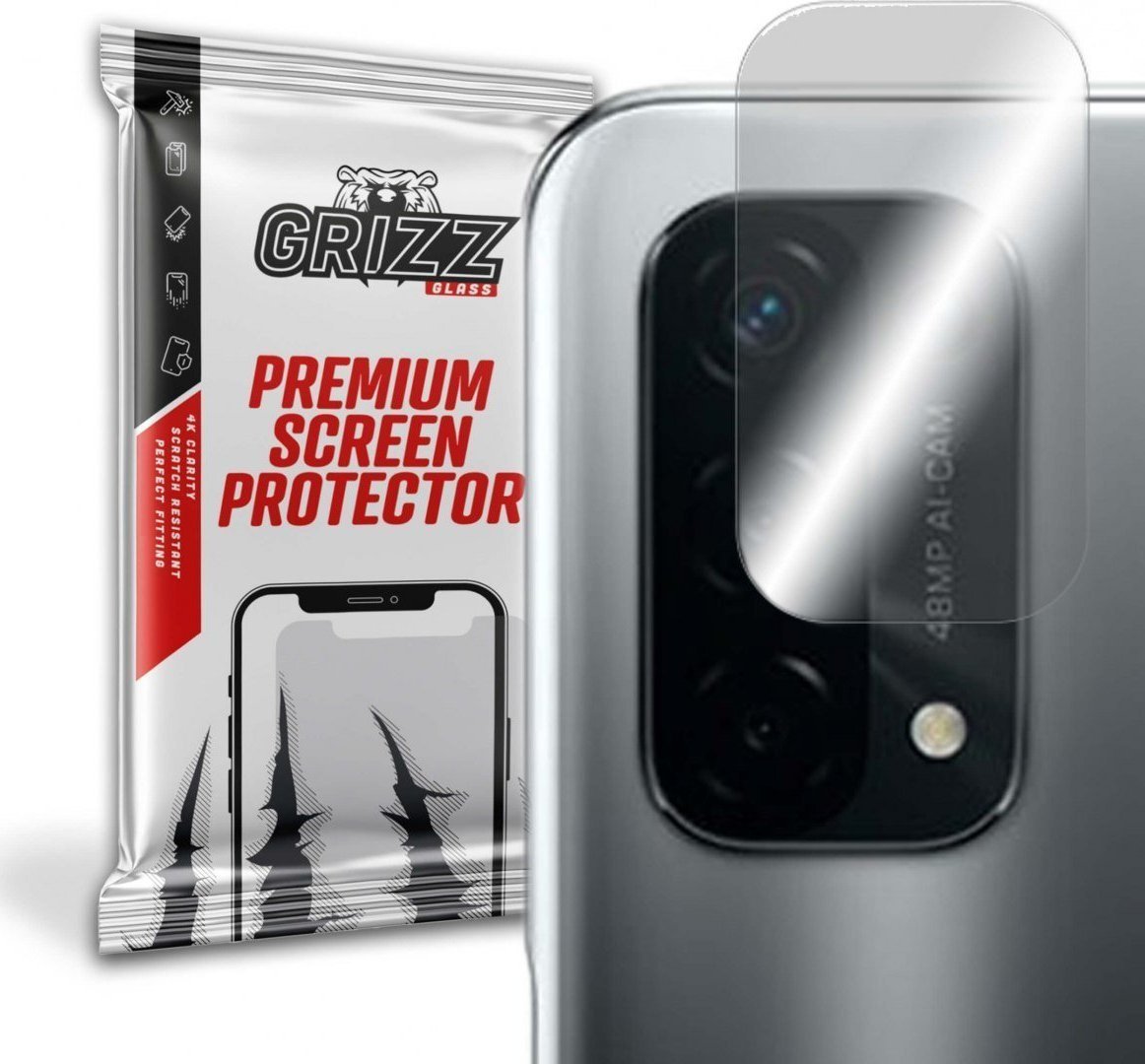 Folie de protectie camera foto, Grizz Glass, Sticla hibrida, Compatibil Oppo A74 5G, Transparent