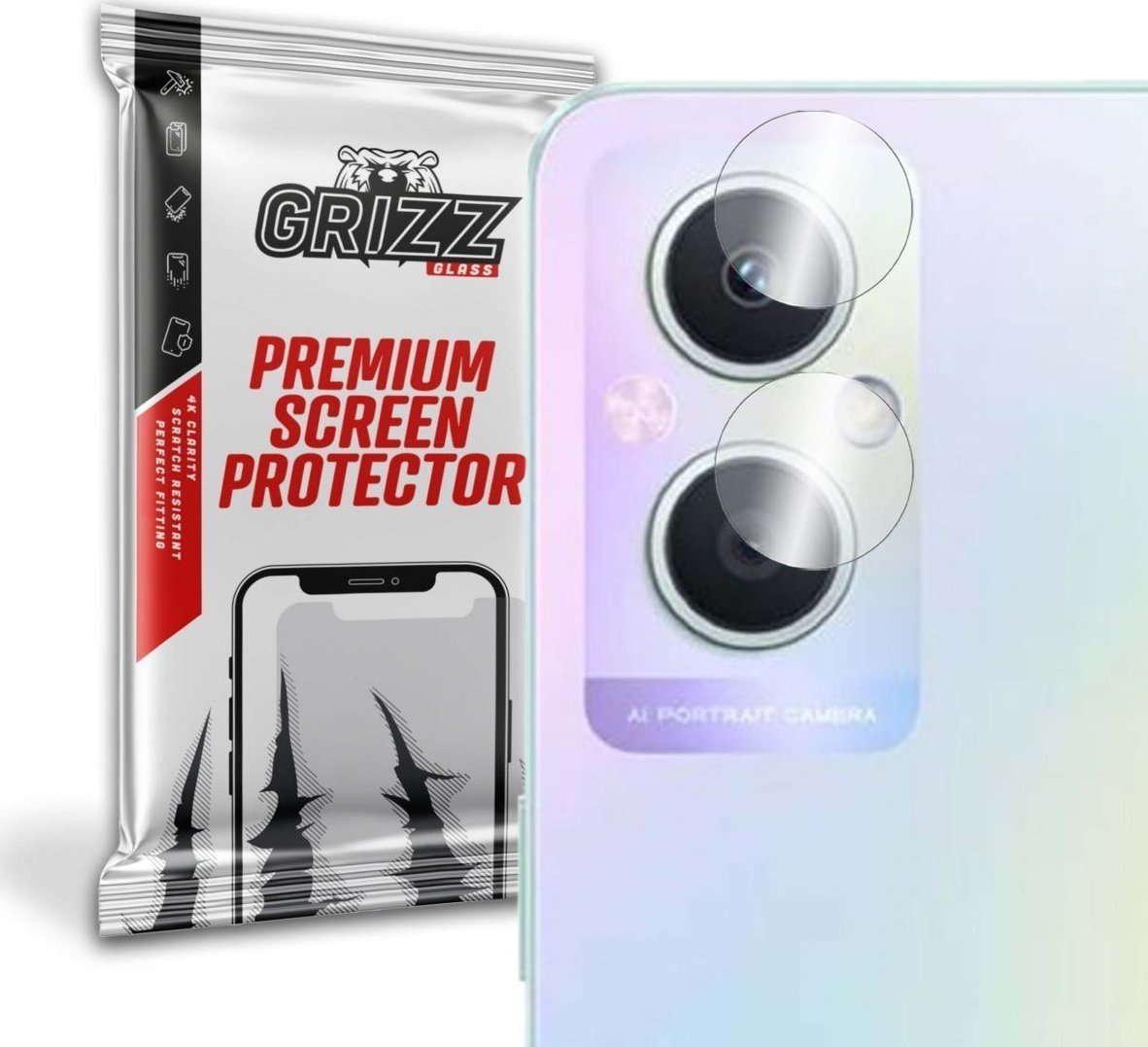 Folie de protectie camera foto, GrizzGlass HybridGlass Camera de sticla hibrida pentru Oppo A96 5G, Transparent