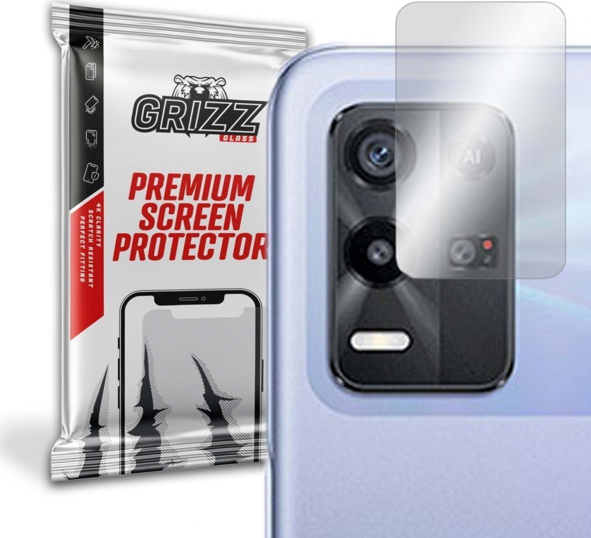 Folie de protectie camera foto, GrizzGlass HybridGlass Camera de sticla hibrida pentru Oppo K9x, Transparent