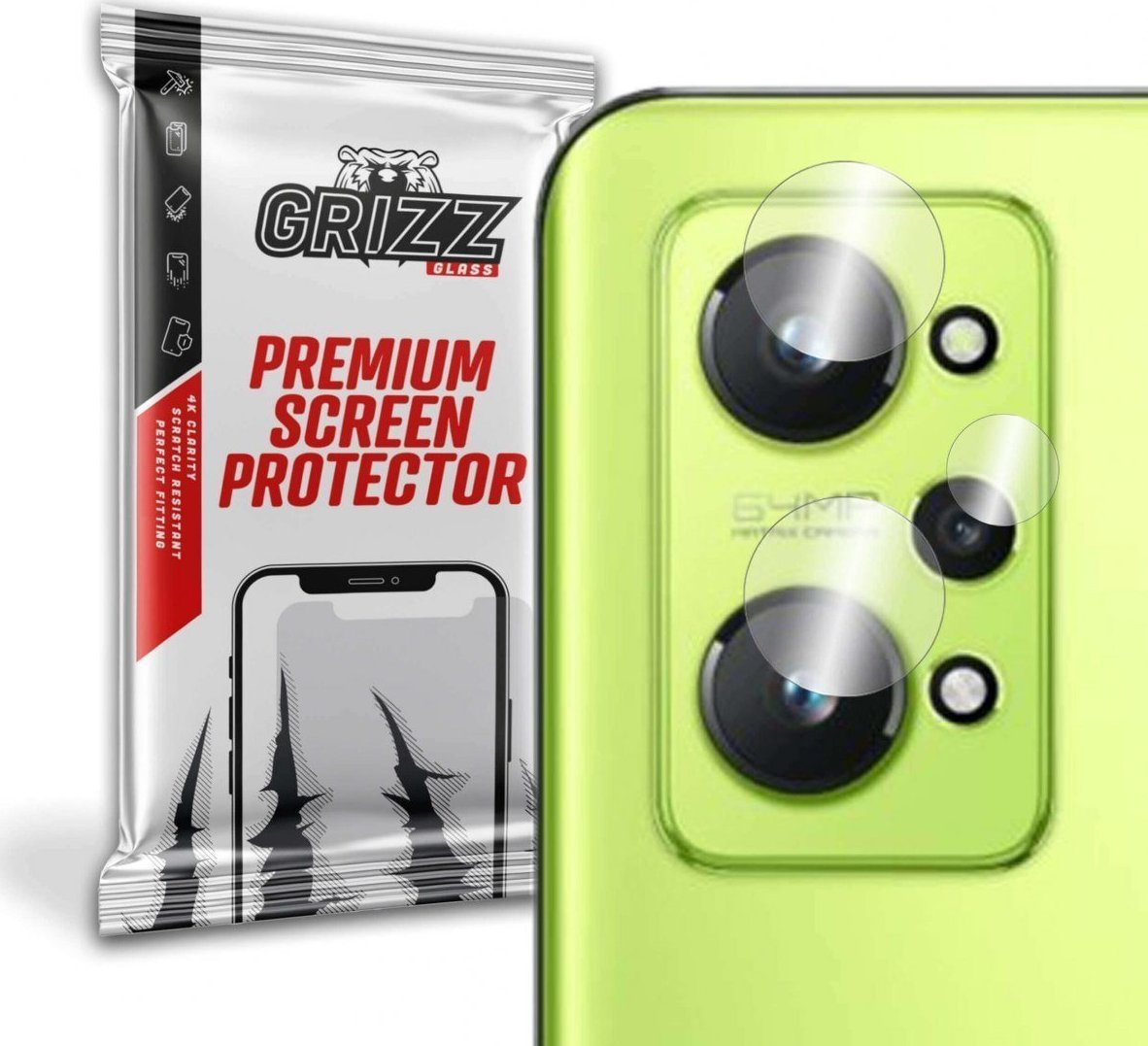 Folie de protectie camera foto, Grizz Glass, Sticla hibrida, Compatibil Realme GT Neo 2, Transparent