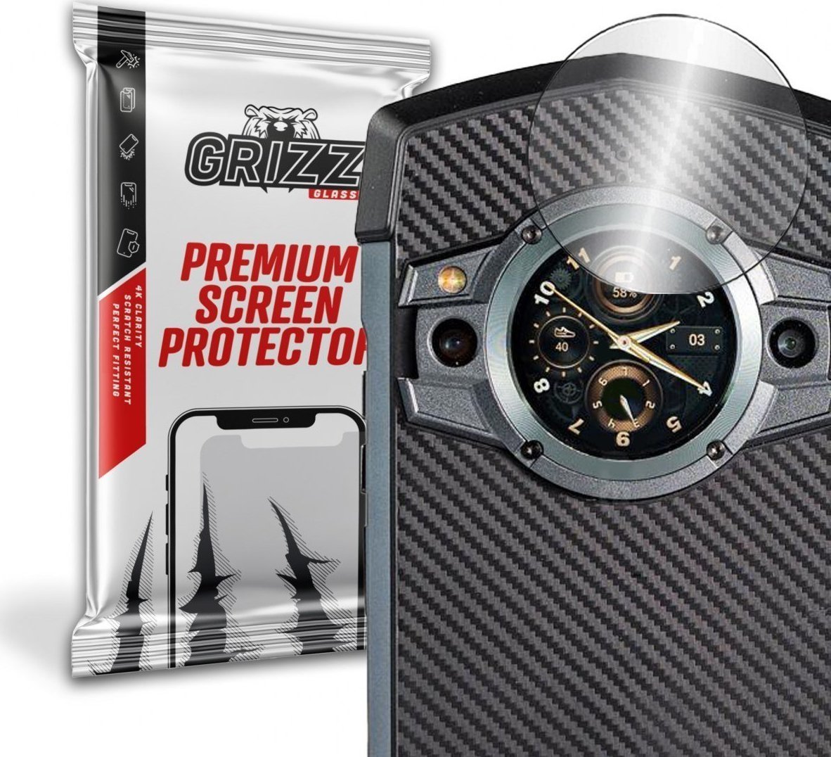 Folie de protectie camera foto, Grizz Glass, Sticla hibrida, Compatibil Unihertz TickTock