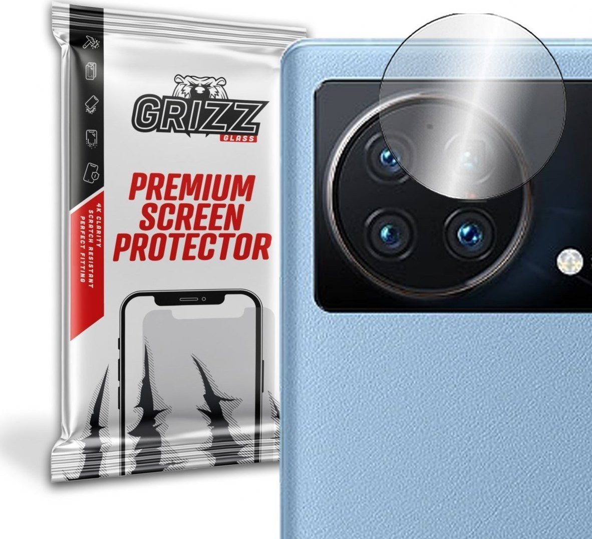 Set 2 folii protectie camera foto GrizzGlass HybridGlass pentru Vivo X Fold, Sticla, Transparent