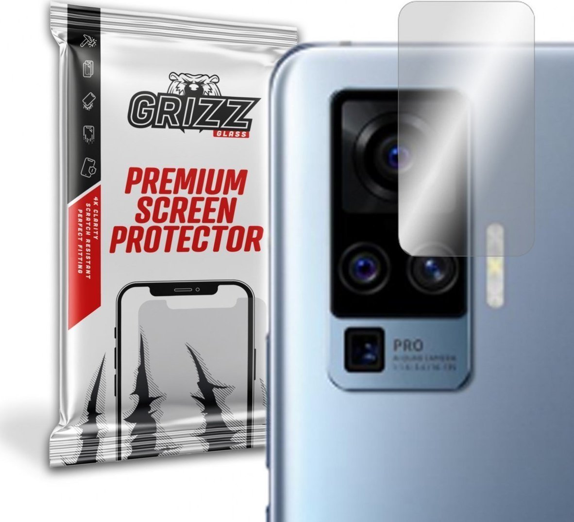 Folie de protectie camera foto, GrizzGlass HybridGlass Camera de sticla hibrida pentru Vivo X51 5G