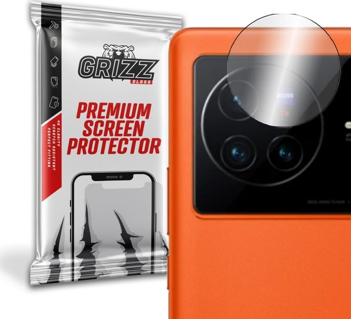 Set 2 folii protectie camera foto GrizzGlass HybridGlass pentru Vivo X80 Pro, Transparent