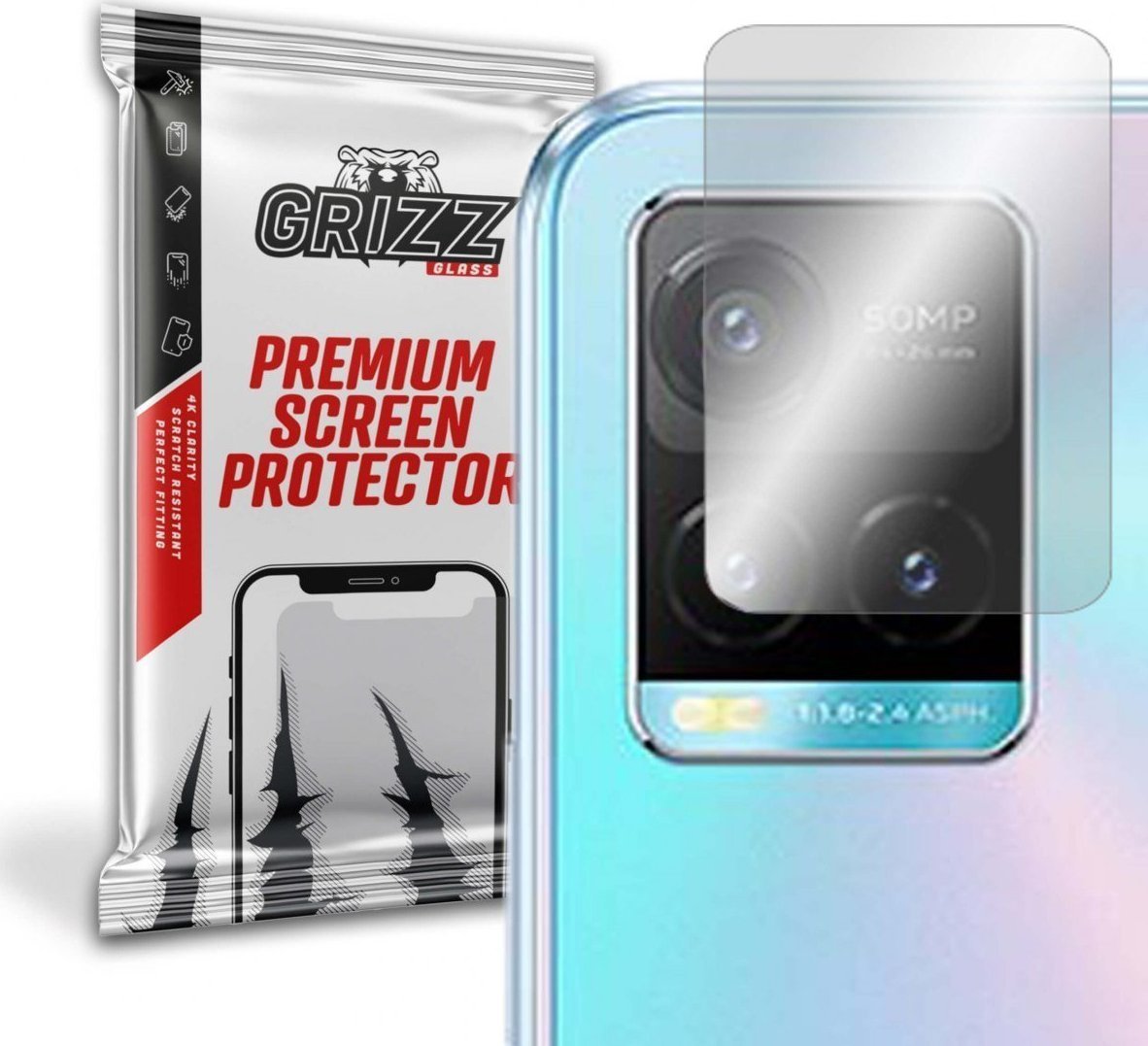 Folie de protectie camera foto, GrizzGlass HybridGlass Camera de sticla hibrida pentru Vivo Y33T, Transparent