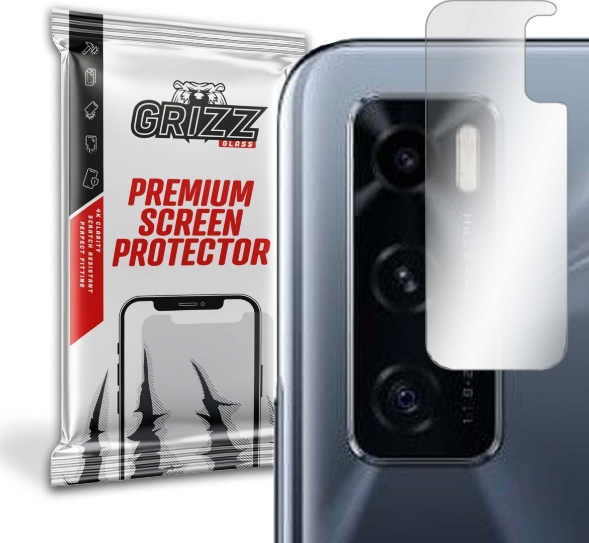 Folie de protectie camera foto, Grizz Glass, Sticla hibrida, Compatibil Vivo Y70, Transparent