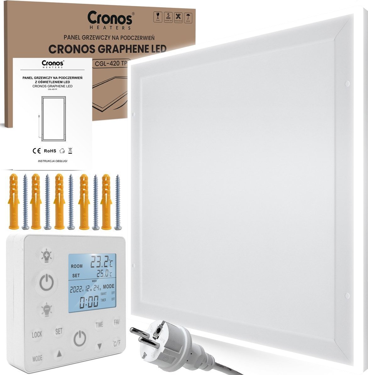Grzejnik Cronos Panel grzewczy IR CRONOS Graphene LED CGL-420TP White Cool