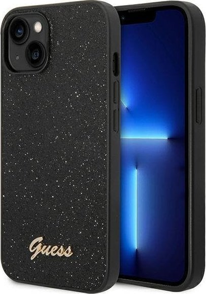 Guess Guess Glitter Flakes Metal Logo Case - Etui iPhone 14 Plus (czarny)