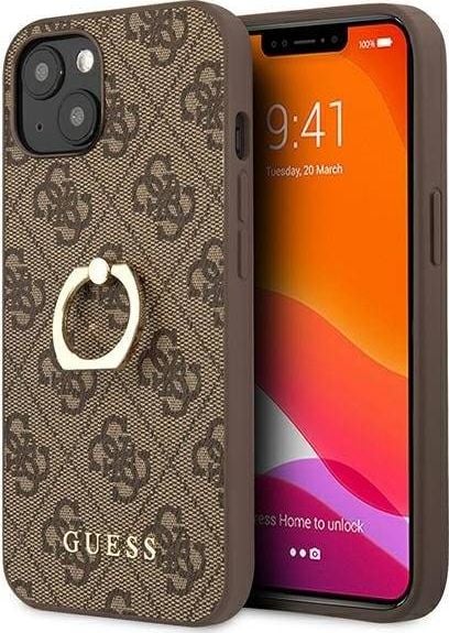 Guess Guess GUHCP13S4GMRBR iPhone 13 mini 5,4` brązowy/brown hardcase 4G with ring stand