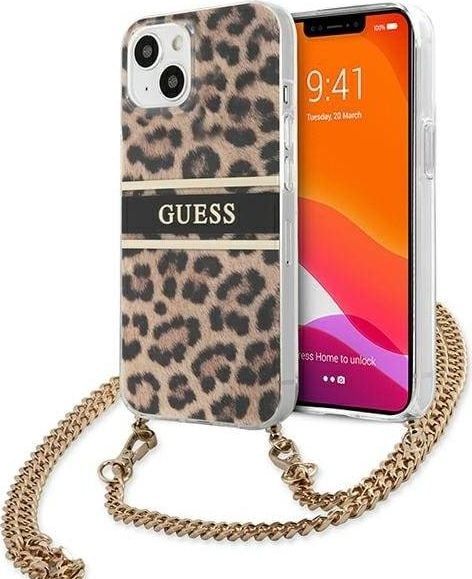 Guess Guess GUHCP13SKBCLE iPhone 13 mini 5,4` Leopard hardcase Gold Strap
