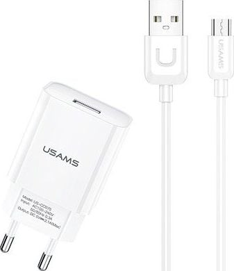 guvernare USAMS. de rețea. 1xUSB micro USB T21 alb / 2,1a alb încărcare rapidă T21OCMC01