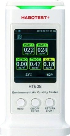 Habotest Detector inteligent de calitate a aerului Habotest HT608, PM 2.5, PM10, benzen