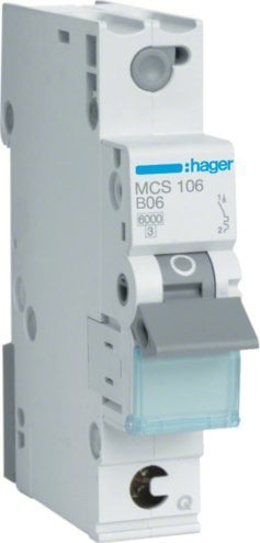 Hager MCB întrerupător Icn=6000A 1P C 6A QuickConnect MCS106