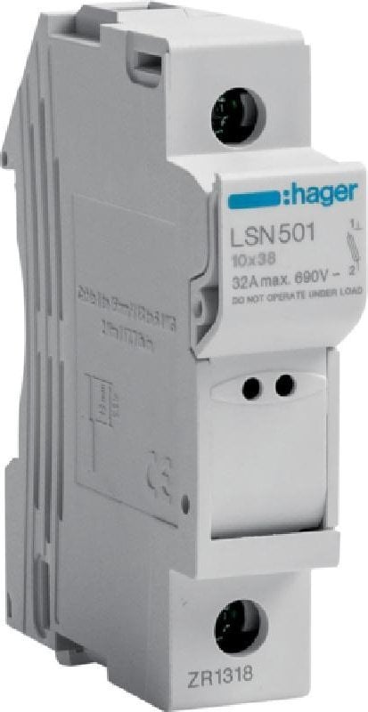 Hager Separator cu siguranțe cilindrice 1P 32A 10x38mm L38 LSN501