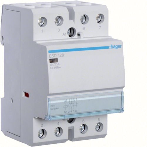 Contactor modular Hager 25A 3NO 1R 24V AC (ESD428)