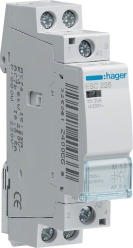 Contactor Modular, Hager, 25A, 2ND, Bobina, 230V, 1M, ESC225