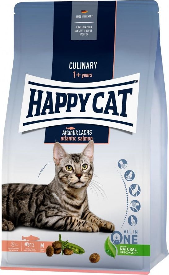 Happy Cat Culinary Atlantic Somon, hrana uscata, pentru pisici adulte, somon Atlantic, 4 kg, sac