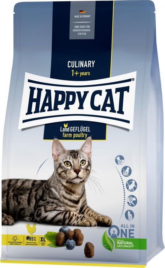 Happy Cat Culinary Farm Poultry, hrana uscata, pentru pisici adulte, pasare, 10 kg, sac