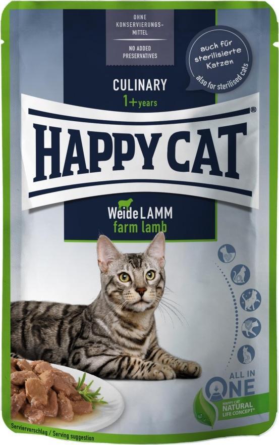 Happy Cat Culinary Meat in Sos Farm Miel, hrana umeda, pentru pisici adulte, miel, 85 g, pliculet