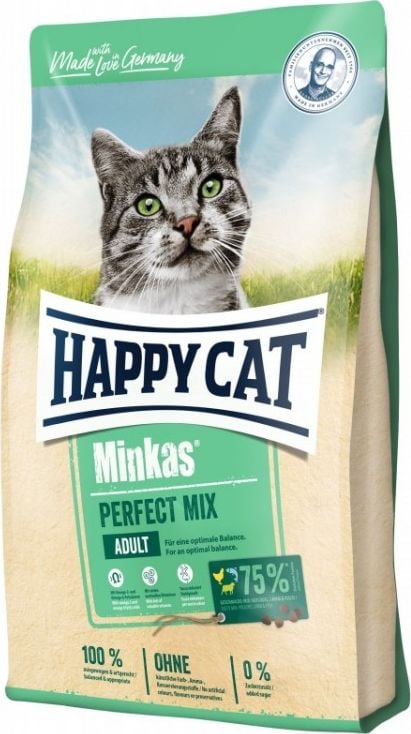 Happy Cat Minkas Perfect Mix carne de pasare, peste si miel 10 kg