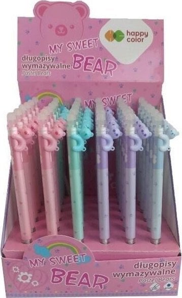 Pix cu bilă detașabil Happy Color Pastel Bears albastru (36 buc)