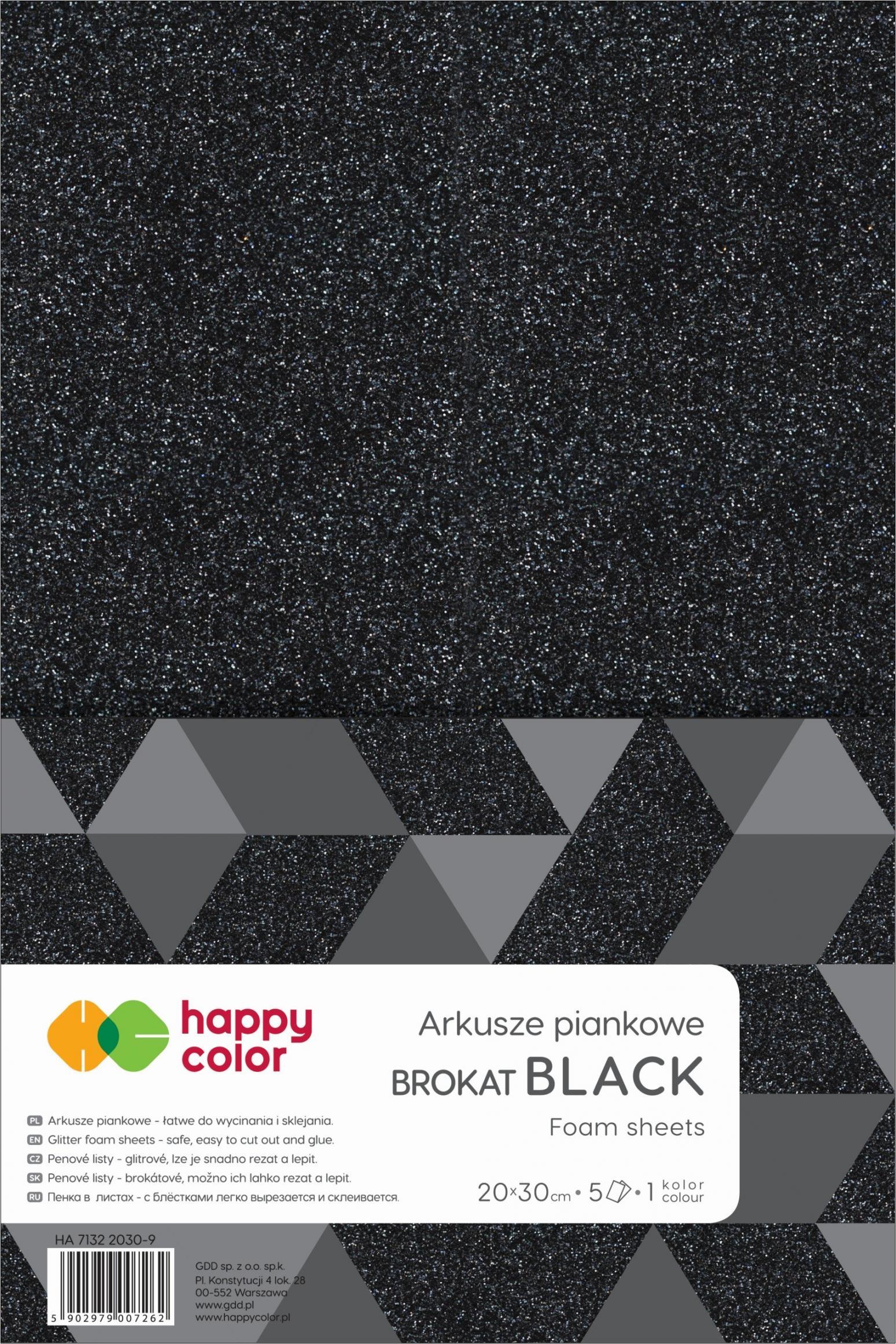 Happy Color Foam Happy Color sclipici 20x30 cm 5 foi Negru