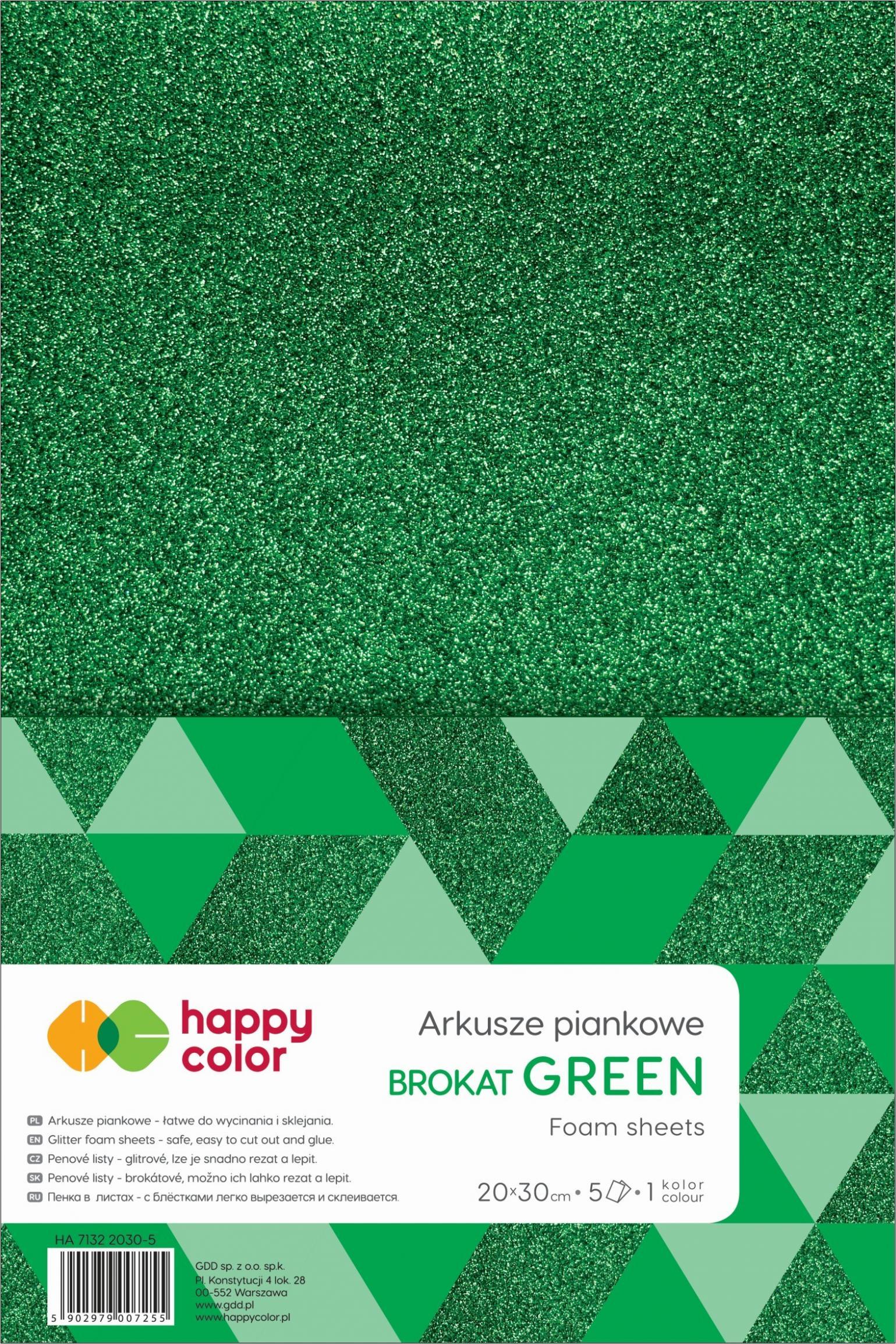 Happy Color Foam Happy Color sclipici 20x30 cm 5 foi Verde