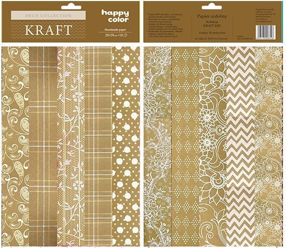 Hârtii decorative Happy Color Kraft mix - 10 motive 20x29 cm 10 coli