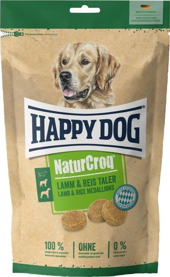 Happy Dog NaturCroq Lamm-Reis-Taler, felii, gustare pentru caini mijlocii si mari, miel - orez, 700g