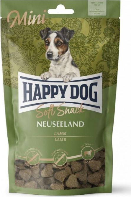 Happy Dog Soft Snack Mini New Zealand, gustare pentru câini adulți de până la 10 kg, miel, 100g, plic