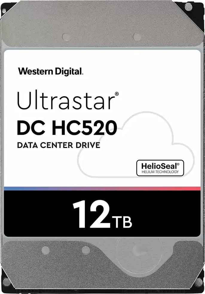 Hard disk Western Digital (HGST), Ultrastar, DC HC520 (He12), HDD 12TB, 3.5 &apos;&apos;, 7200 RPM, SATA III 6Gb / s, 256MB 4KN SE WD 0F30143 | HUH721212ALN604