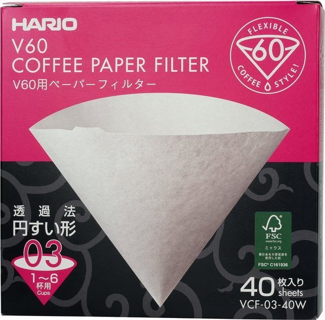 Hario Filtry papierowe do dripa V60-03 - 40 sztuk