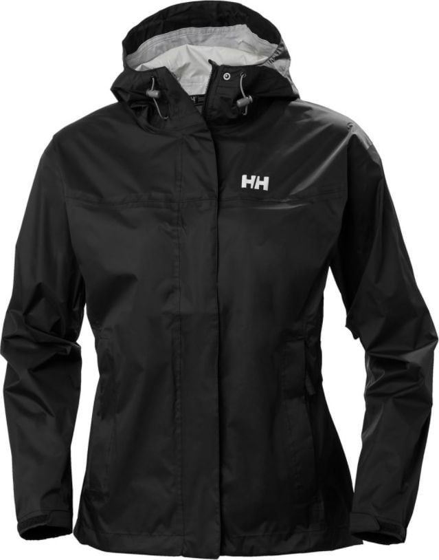 Una giacca impermeabile Helly Hansen Loke Jacket nera per donne di taglia XL.