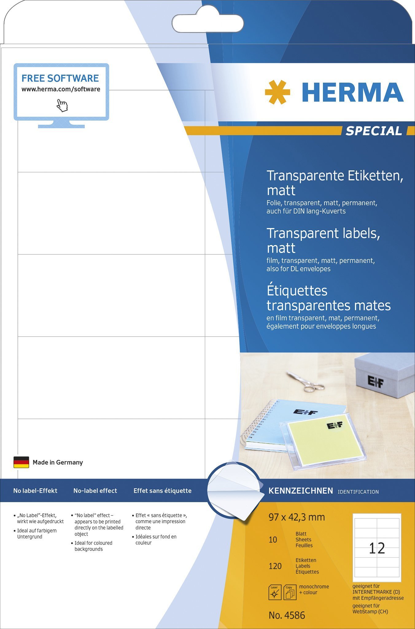 HERMA Etik. A4 mat transparent 97 x 42,3mm wfest 120 St.