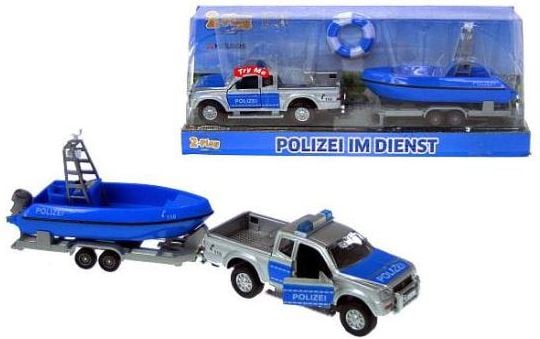 mașină de poliție 12cm cu o barca (510614)