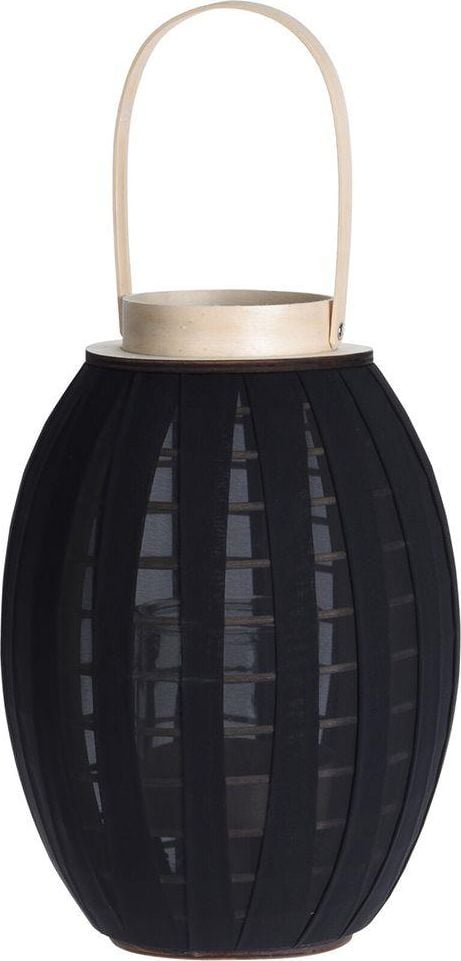 Home Styling Collection Lanternă lanternă cu inserție de sticlă decorativă de grădină neagră 34x22 cm
