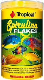 Hrana cu spirulina pentru pesti de apa dulce si de mare Tropical Spirulina Flakes, 1000ml / 200g