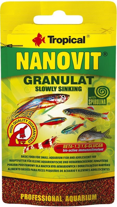 Hrana granulata pentru pesti mici de acvariu Tropical Nanovit Granulat, 10g