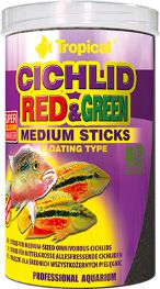 Hrana pentru pesti erbivori de talie medie Tropical Cichlid Red &amp; Green Medium Sticks, 1000ml / 360g