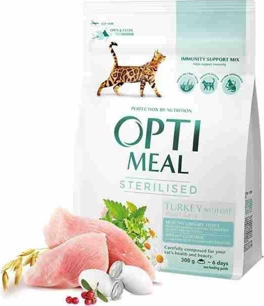 Hrana uscata completa pentru pisici sterilizate Optimeal - Curcan si Ovaz 0,2 kg