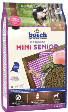 Hrana uscata pentru caini, Bosch, Mini Senior, 2.5 kg, fara gluten