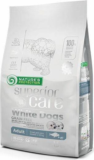 Hrana Uscata pentru Caini Natures Protection Superior Care White Dogs Adult Fara Cereale cu Peste Alb Rase Mici 1.5 Kg