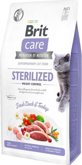 Hrana uscata pentru pisici Brit Care Cat Grain Free Sterilized Weight Control, 2 kg