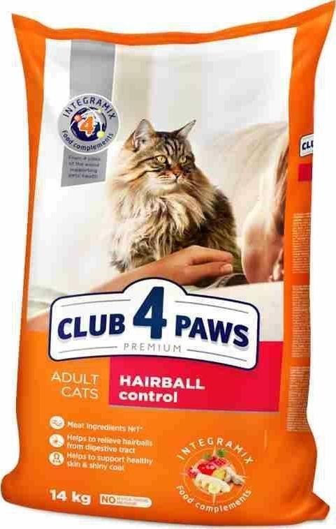 Hrana uscata pentru pisici Hairball Control, Premium, Club 4 PAWS, 14 kg